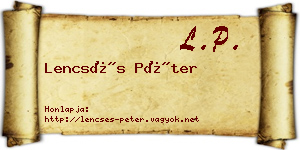 Lencsés Péter névjegykártya
