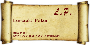 Lencsés Péter névjegykártya