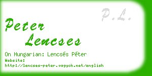 peter lencses business card